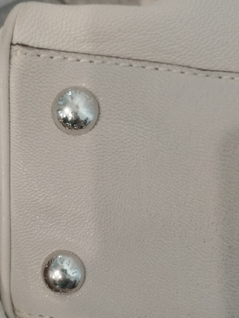 Michael Kors Cream Leather Satchel with Silver-Tone Lock - Picture 14 of 15